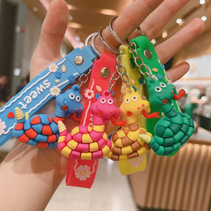 Creative Snake Pendant Keychain Cute Cartoon Snake Year Lucky Pendant Fashion Backpack Hanging Decoration Accessories Gifts