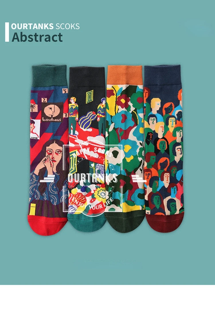 Neue Französisch hohe-qualität männer und frauen paare in die rohr jacquard cartoon socken persönlichkeit trend männer und frauen socken