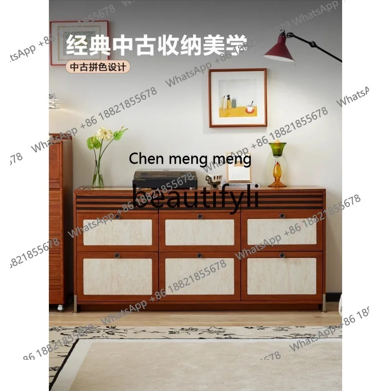 Nordic nine-bucket cabinet, dining side cabinet, integrated bedroom with wall, solid wood storage, bedside cabinetH