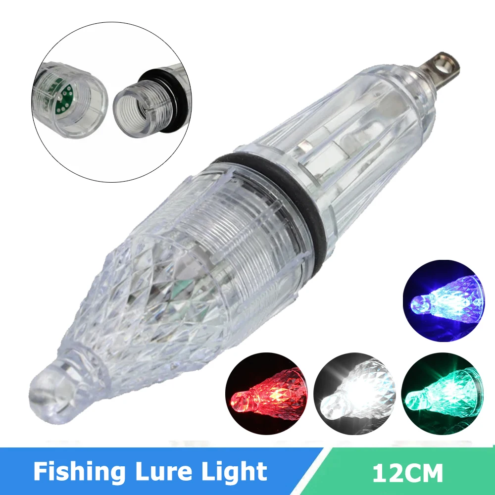 12cm Night Fishing Lure Light Waterproof Deep Drop Underwater LED Bait Lamp Red/Blue/White/Green Fish Attracting Lure Light