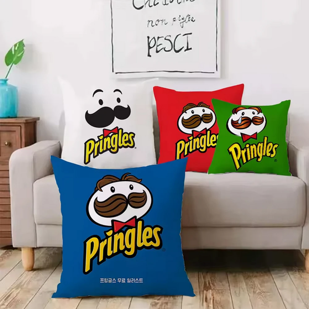 Bearded P-Pringles Pillow Covers Cartoon Sofa Decorative Home Double-sided Printing Short Plush Cute Cushion Cover