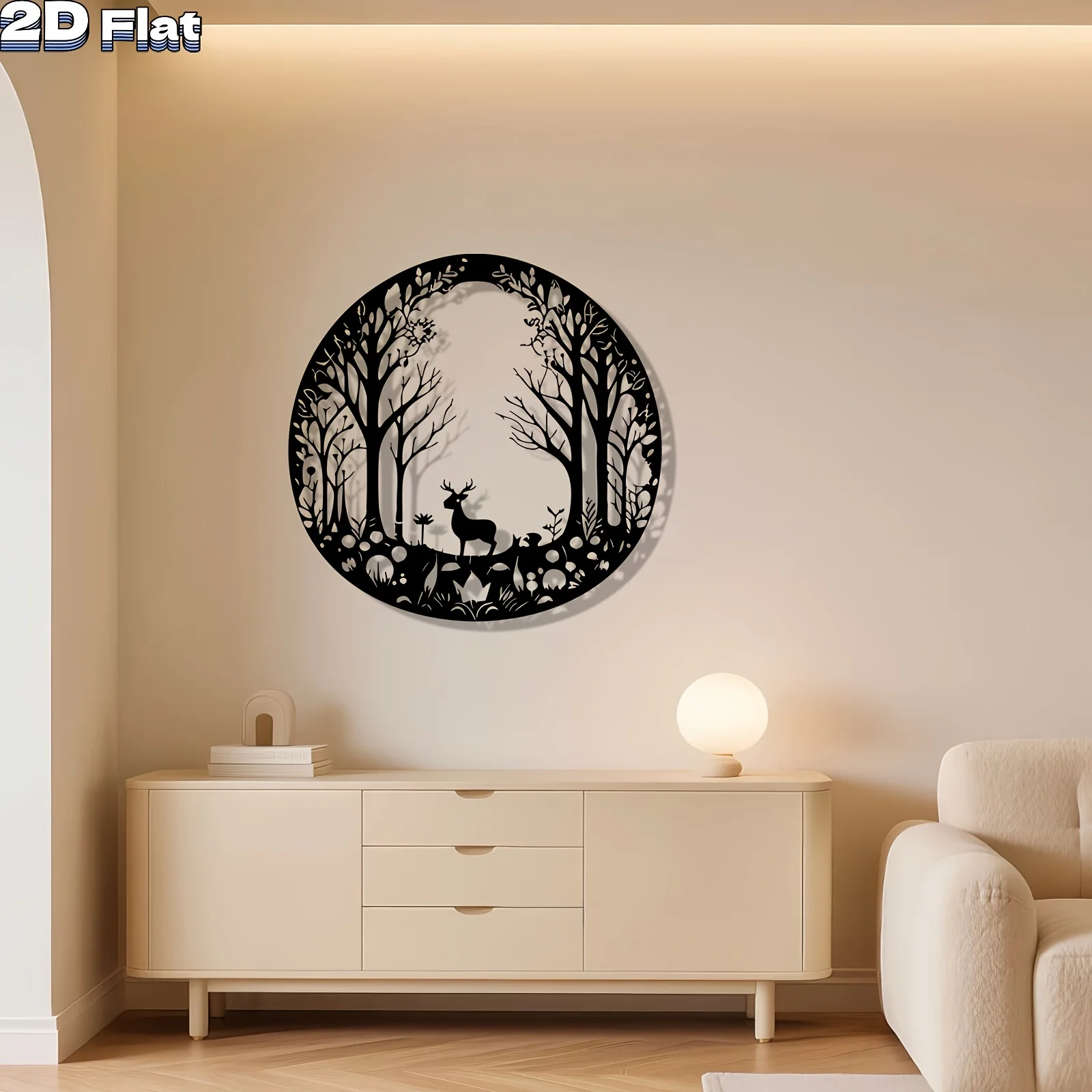 Brand Modern Deer Metal Wall Art Rustproof Iron Sculpture Elegant Silhouette Foliage Indoor Outdoor Home Garden Decor
