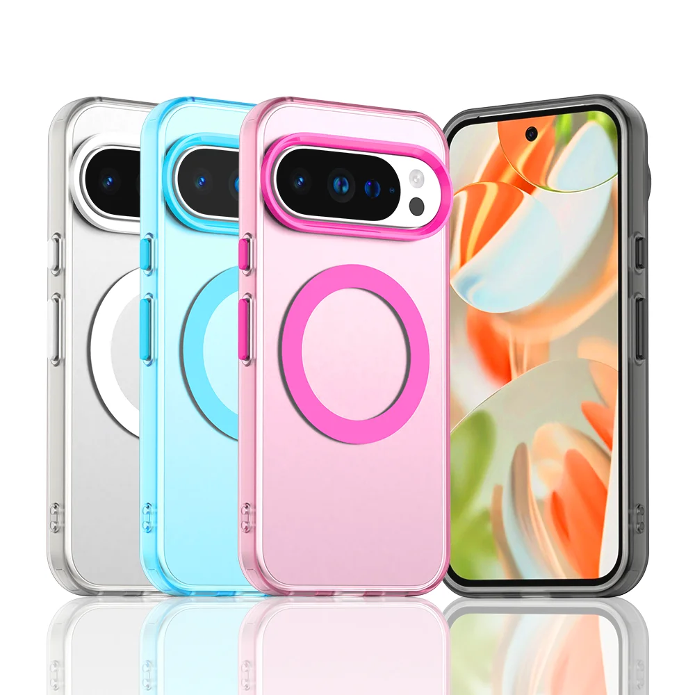 Magnetische Drahtlose Lade Fall Für Google Pixel 9 10 Pro XL 9A 8A 8Pro 9Pro Abdeckung Candy Farben Transparent zurück Shell Coque