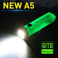 RovyVon A5 G3 Mini Flashlight 650 Lumens USB C Rechargeable With Red Sidelight and Luminous Body High Bright Mini EDC Torch