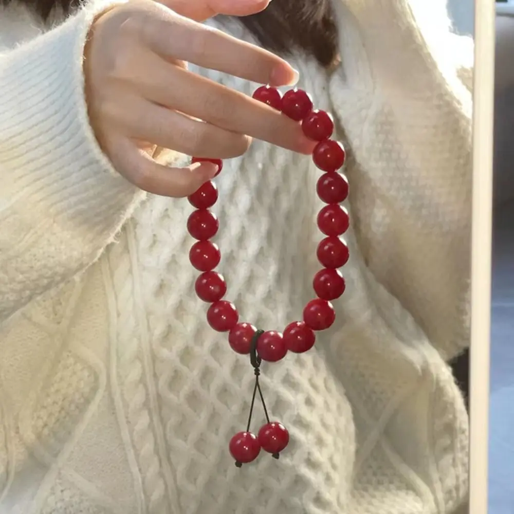 

Red Bodhi Root Bracelet Cherry Yoga Prayer Beads Mala Bracelet Meditation Carmine Handheld Mala Beads Women's Wear