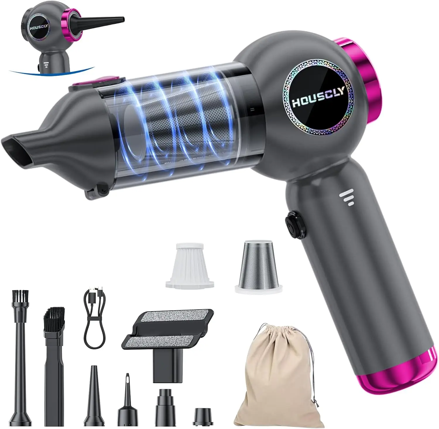 

Portable Cordless Car Vacuum 25000Pa High Power Mini Handheld Cleaner Rechargeable 4-in-1 for Car Office Home Use