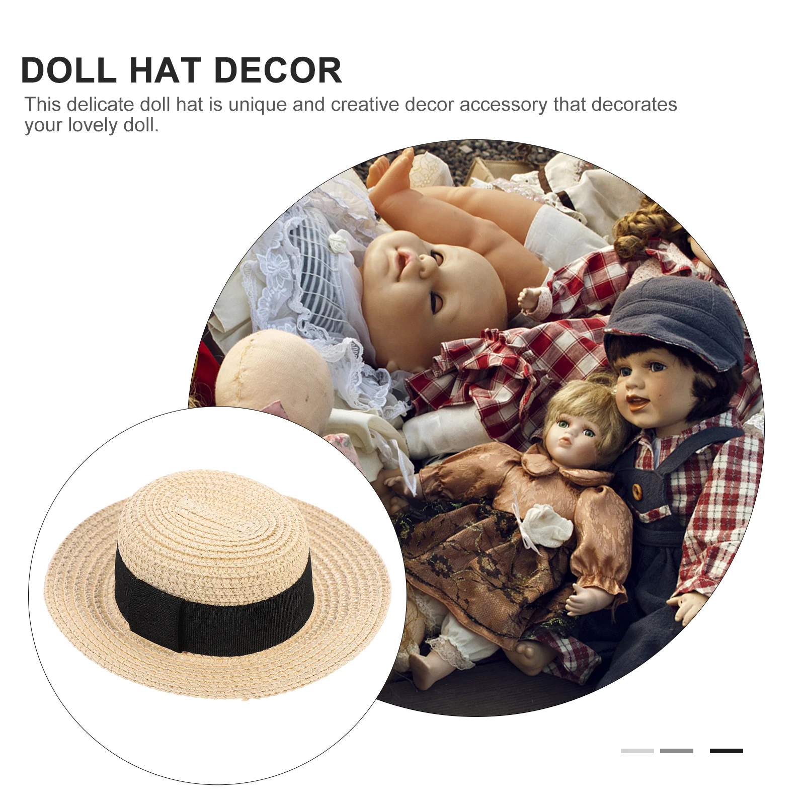 Exquisite Hand-Woven Straw Hat Decor Accessory Miniature Clothes Ornament For Diy Crafts Party Decorations