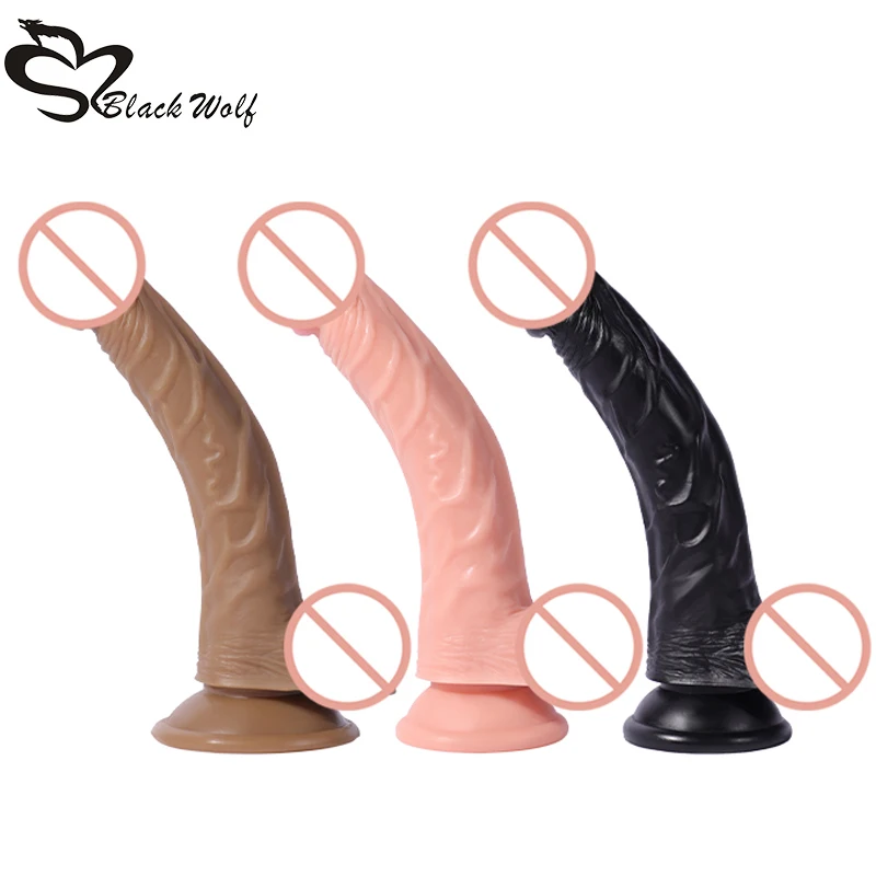 

21cm Bend Huge Realistic Dildo Silicone Penis Dong with Suction Cup for Women Masturbation Lesbain Anal Sex Toys Privacy Ship