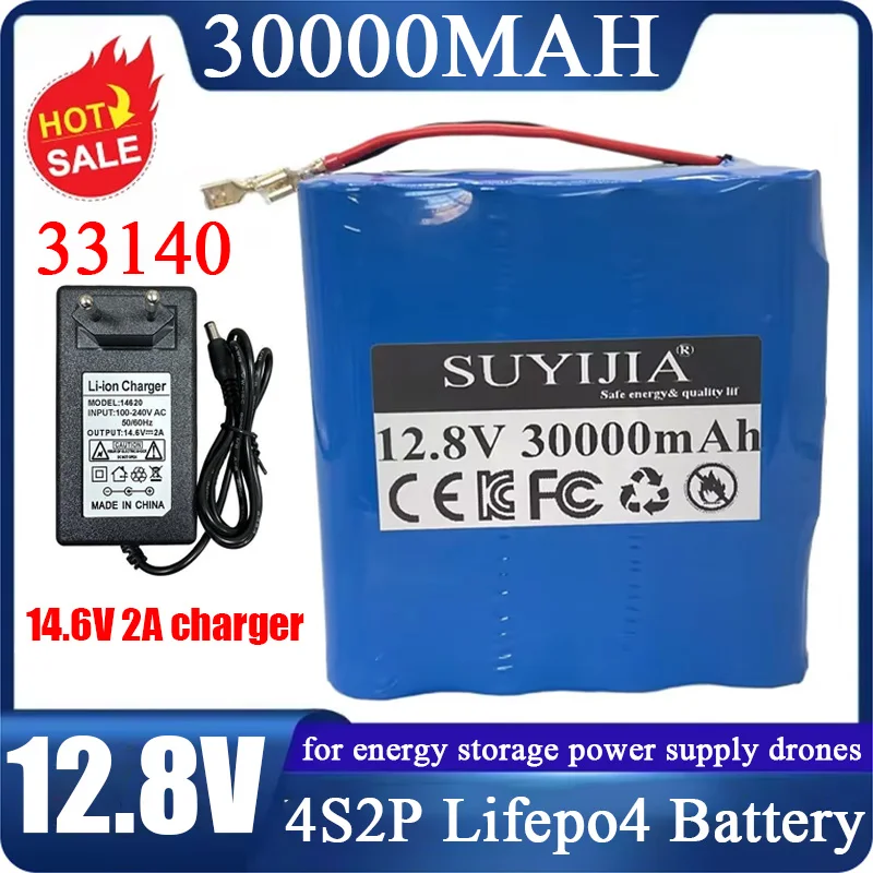 33140 Lifepo4 4S2P 12,8 V 30 Ah Akumulator do przechowywania energii słonecznej z BMS do zasilacza magazynującego energię Elektronarzędzie Dron