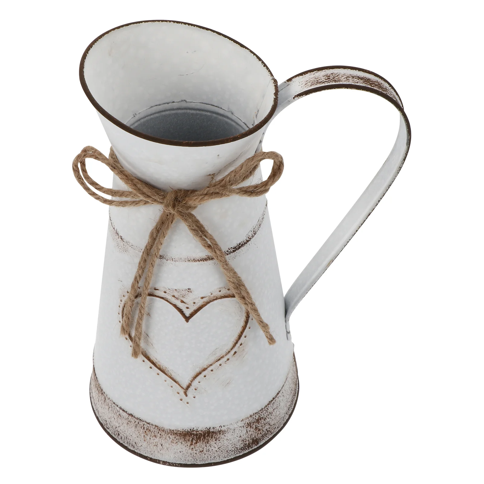

Large White Line Heart Shaped Metal Flower Vase Decor Bucket Arrangement Farmhouse Kitchen Bedroom Home Rustic Style Natural