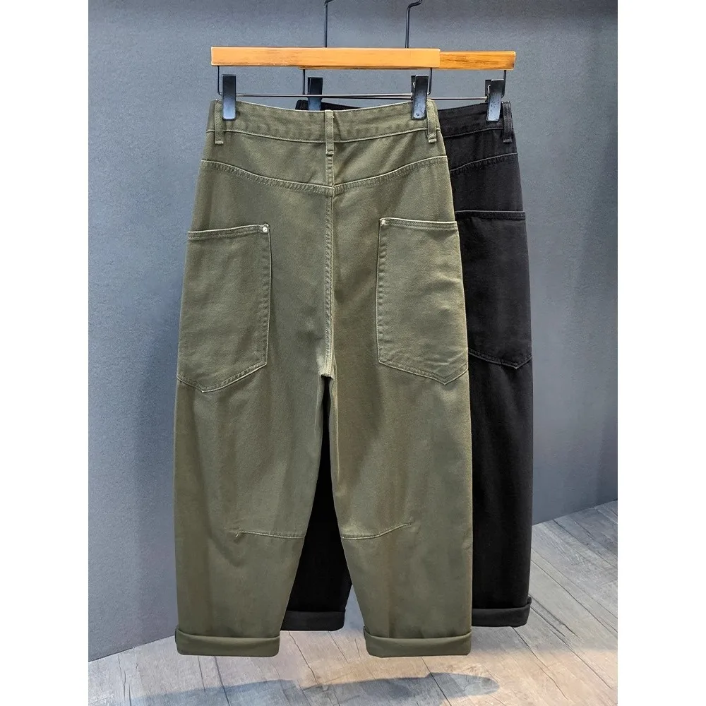 Casual Black Denim Pants Men's Autumn Trendy Wide Leg Knife Pants Patchwork Workwear Harlan Men's Clothing Straight Tube Jeans