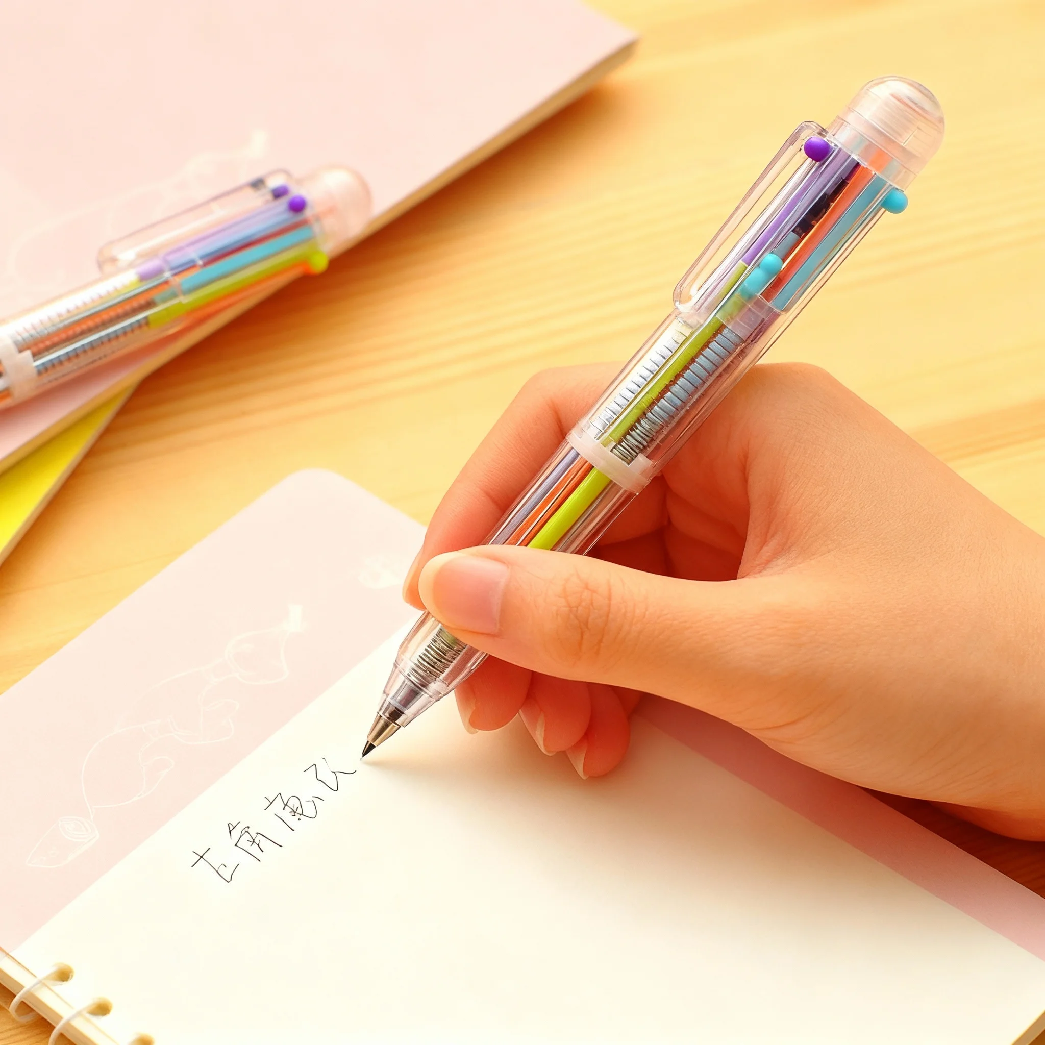 

Многофункциональная цветная шариковая ручка 6-в-1, 0,5 мм, тонкая, новинка, многоцветный детский подарок, корейские канцелярские принадлежности для школы и