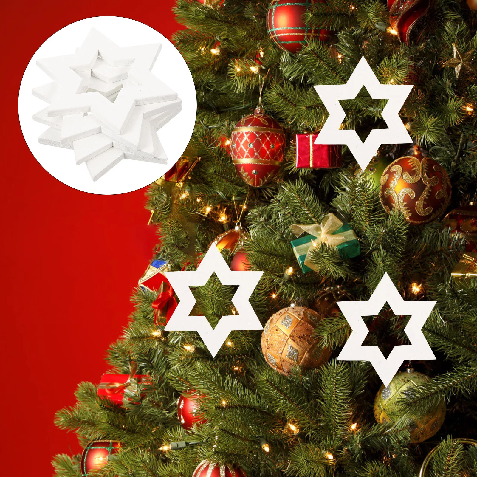 

100Pcs Hexagram Wooden Cutouts DIY Accessories Fine Workmanship Teens Painting Writing Use Wood Slices for Centerpieces