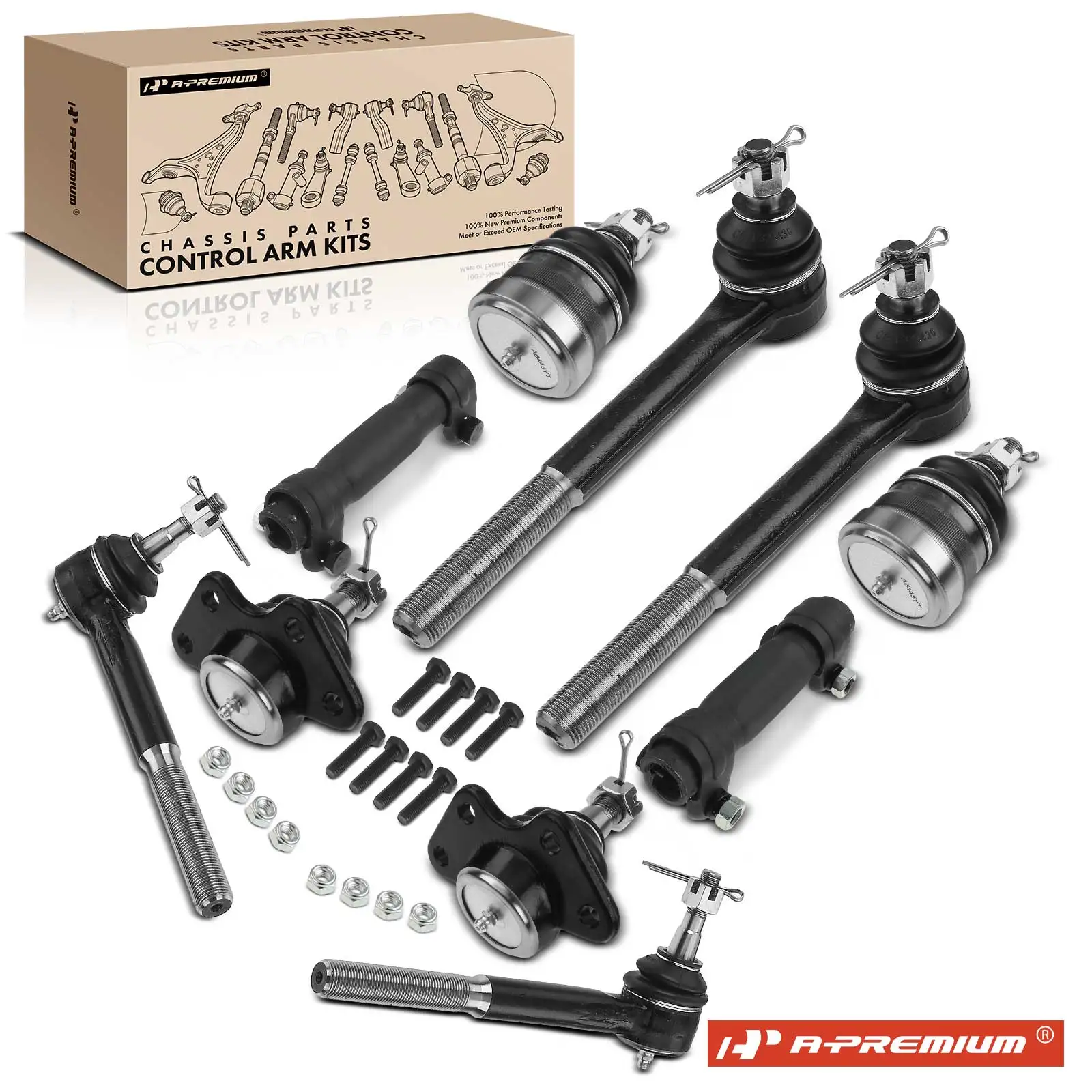 A-Premium 10x Front Tie Rod End & Ball Joint for Chevrolet Tahoe 1995-1999 C1500 Suburban 1994-1999 GMC Yukon 1995-1997 C2500