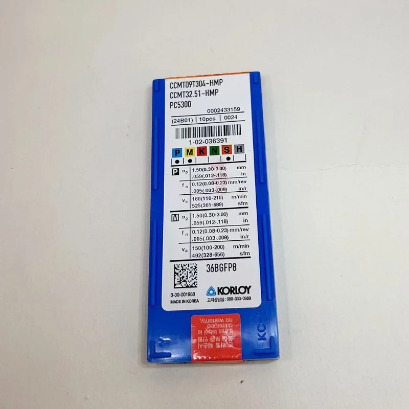 KORLOY CCMT09T304-HMP PC5300 /CCMT09T308-HMP PC5300 CNC تحول شفرة كربيد إدراج أدوات القطع 10 قطعة