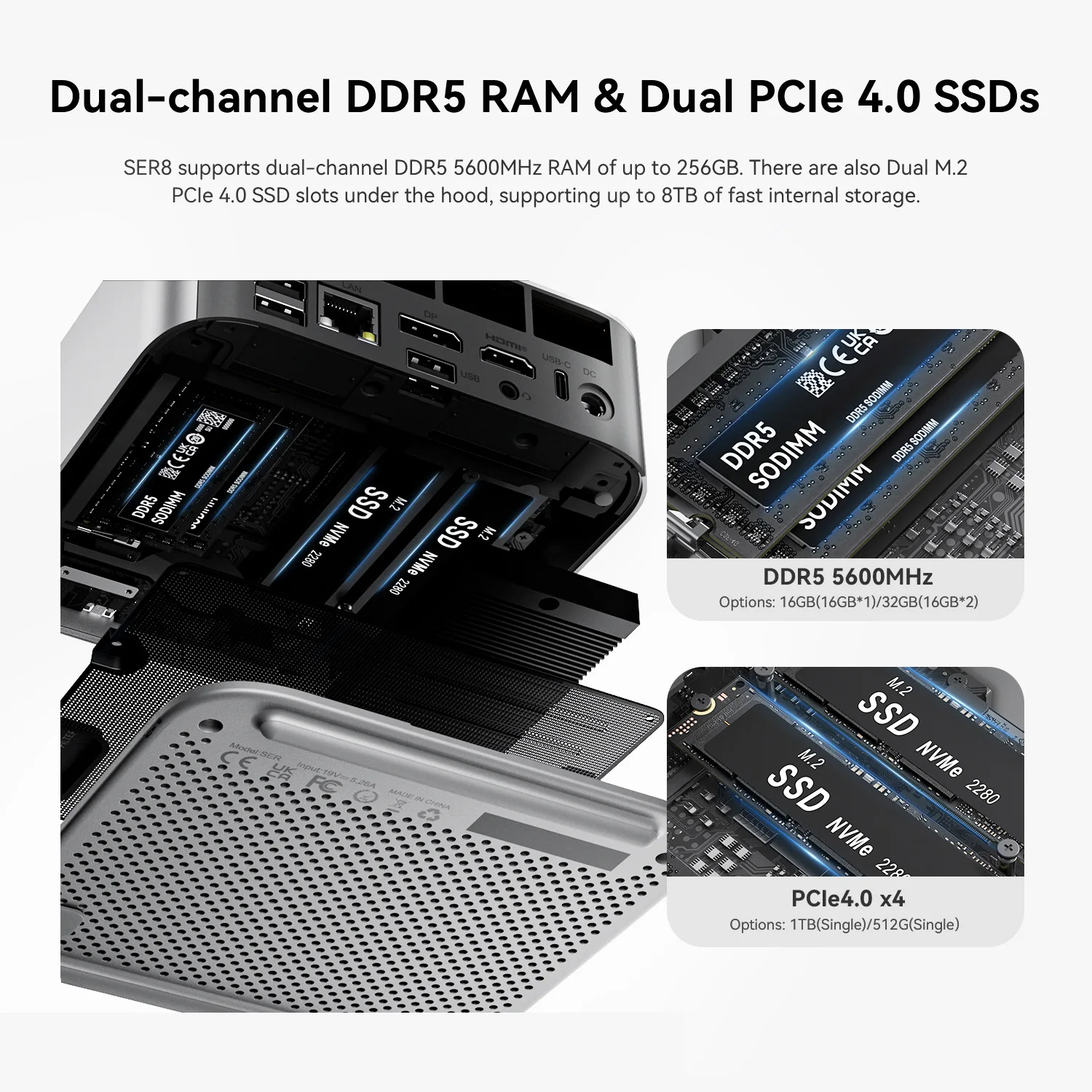 Beelink SER10 Max HX470 SER9 Pro AMD Ryzen AI9 HX370 Powerful AI PC 32G 1T SER8 8745HS 8845HS H255 Gaming PC Desktop Computer