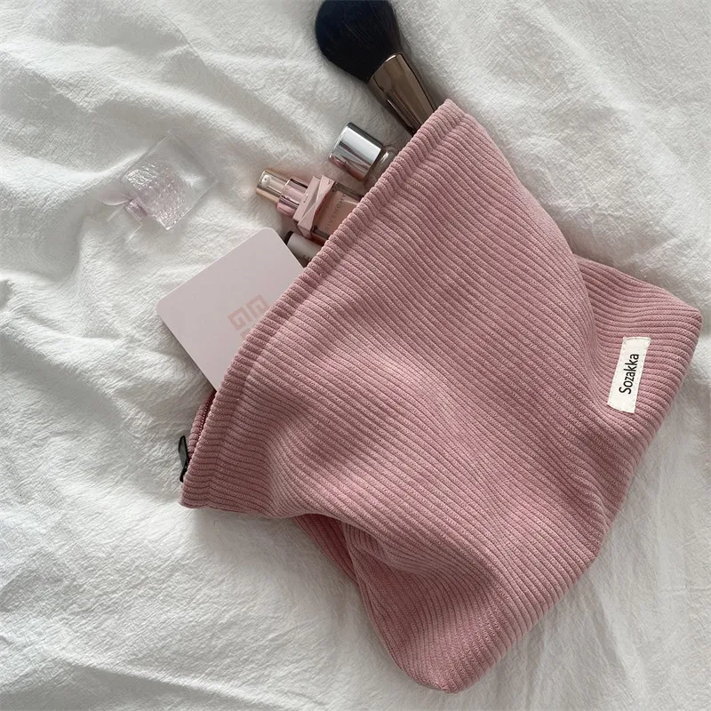 Corduroy Makeup Bag for Female Internet Celebrity, Large Capacity Lipstick Makeup, Change, Mobile Phone, Handheld Bag