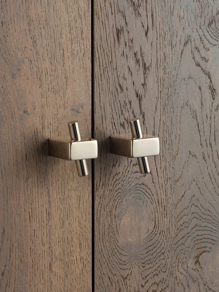 Titanium Silver Cross T Bar Cabinet Knob Minimalist Geometric Drawer Knob, Gloss Silver Furniture Handles for Kitchen & Wardrobe