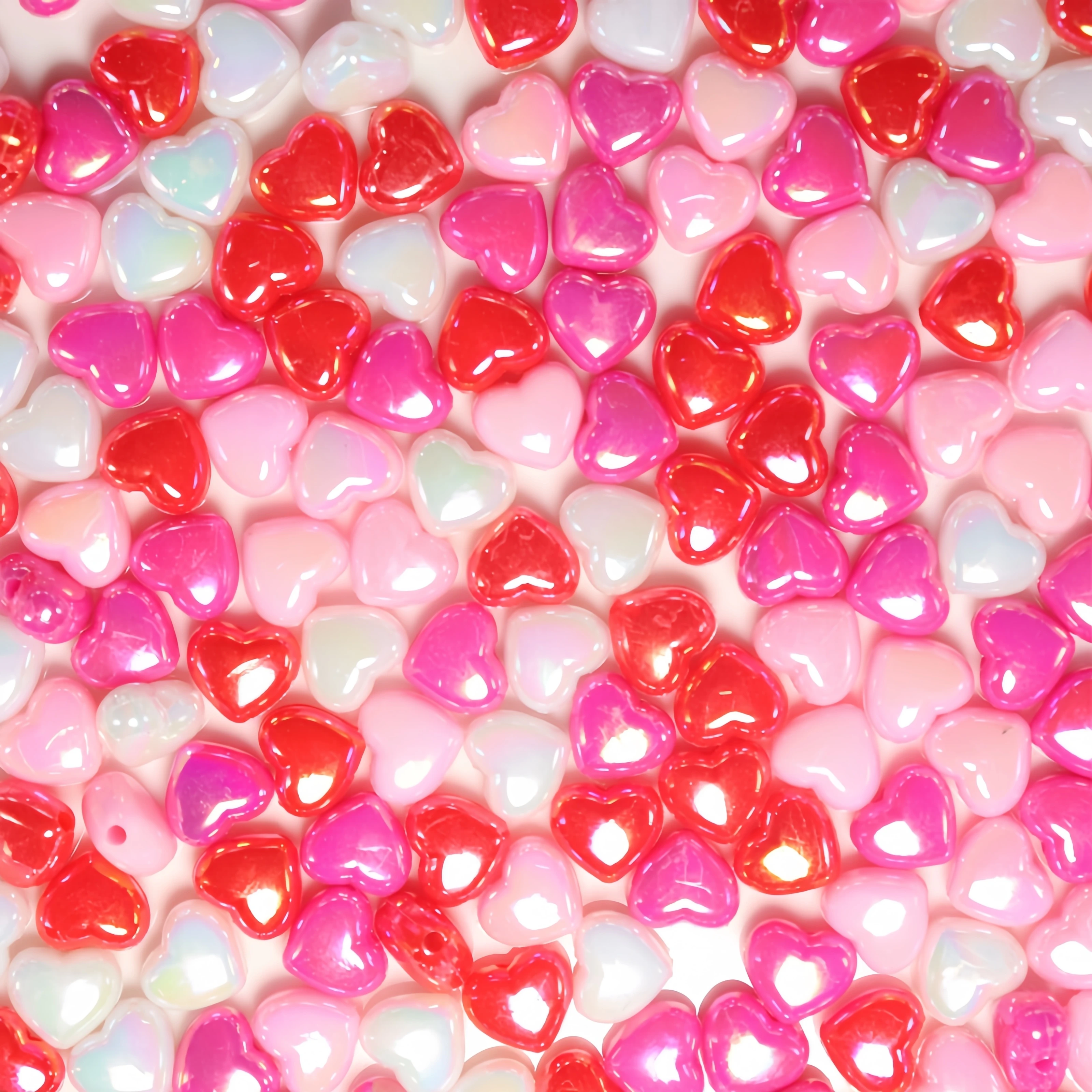 7mm Acrylic Peach Heart Beads in Pink and White Mixed Color for Valentine's Day Mix Color for DIY Jewelry Making Bracelet