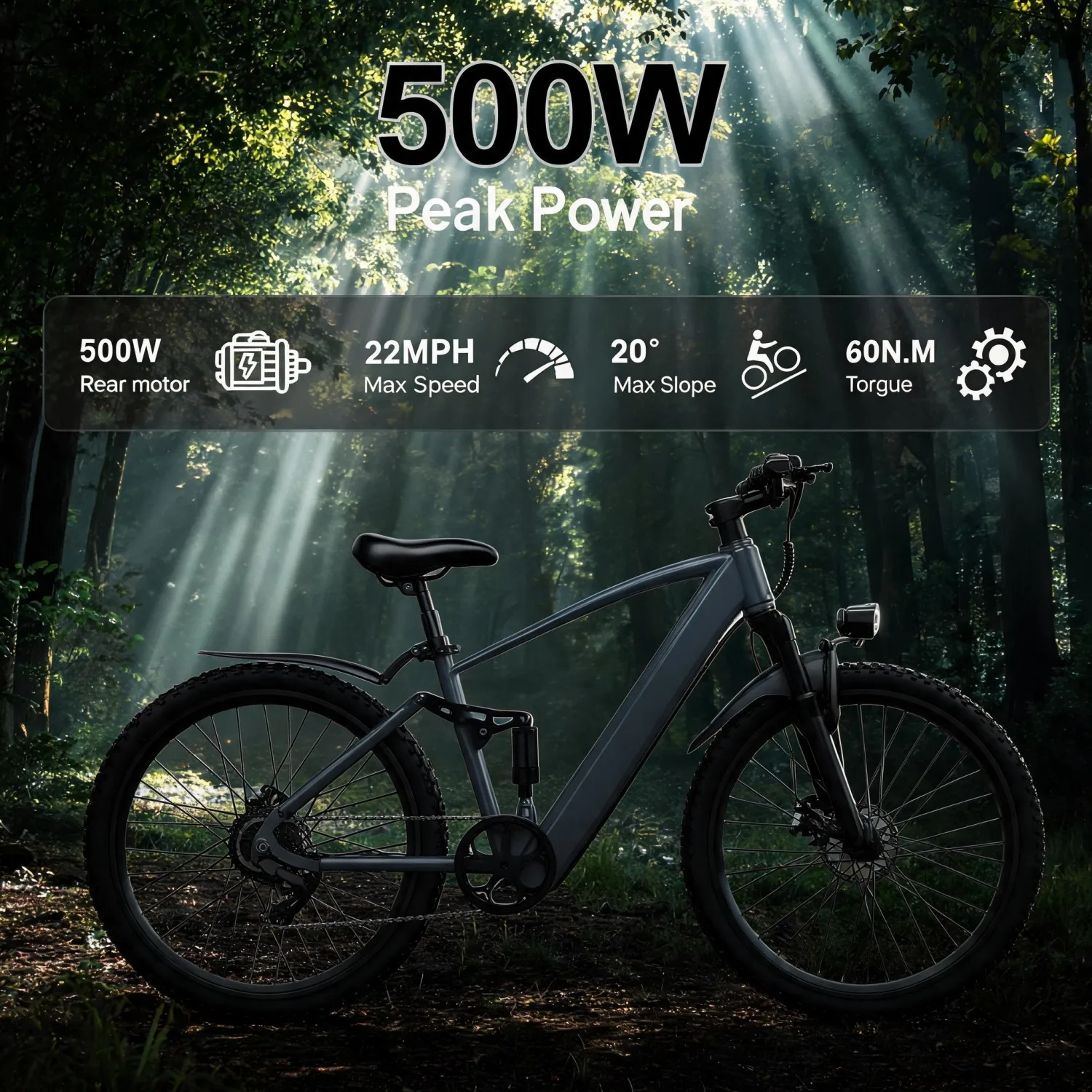 Outdoor Hunting Electric Bike - Bicicleta Elétrica para Caça, Bicicleta Elétrica
