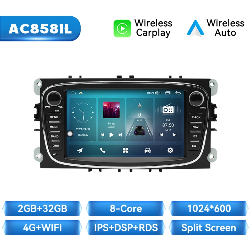 Draadloze Carplay Android Auto Radio Speler Voor Ford Focus 2 Mondeo S Max C Mondeo Galaxy Transit Connect 2010 Kuga Auto Multimedia