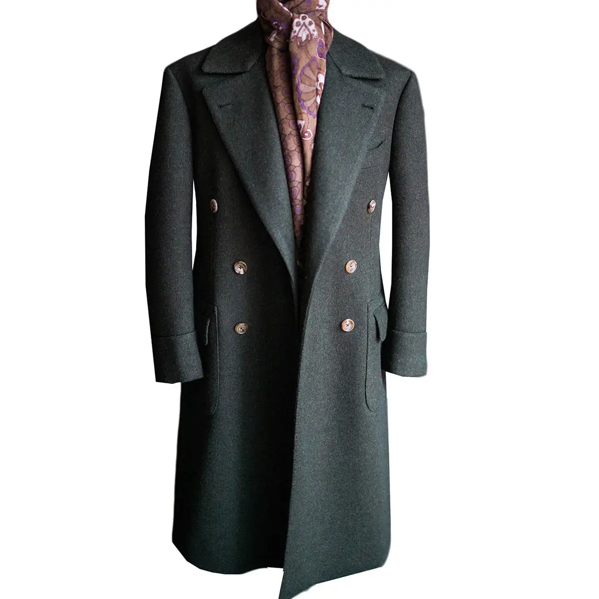 Classic Men's Suit Jackets Tailored Tweed Woolen Blend Coat Double Breasted Overcoat Goom Wedding Tuxedos