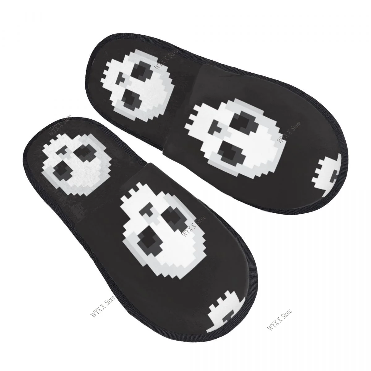 Pixel Skulls Slipper For Women Men Fluffy Winter Warm Slippers Indoor Slippers