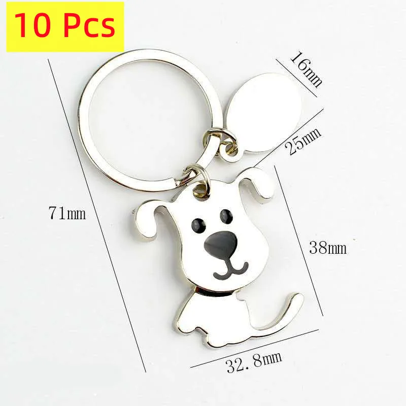 

10 Pcs Fashion Cute Pet Cat And Dog Keychain Creative Backpack Car Metal Key Chain Pet Shop Promotional Gift