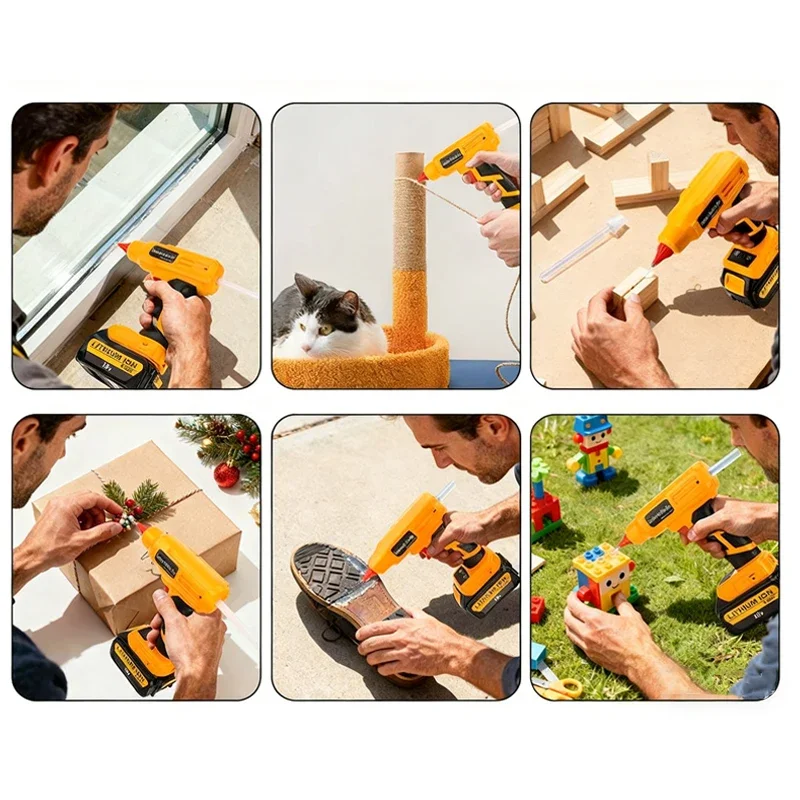 For Makita/Dewalt/Milwaukee/Bosch/Ryobi 18V Battery Cordless Glue Gun Temperature Adjustable Handheld Electric Hot Glue Gun