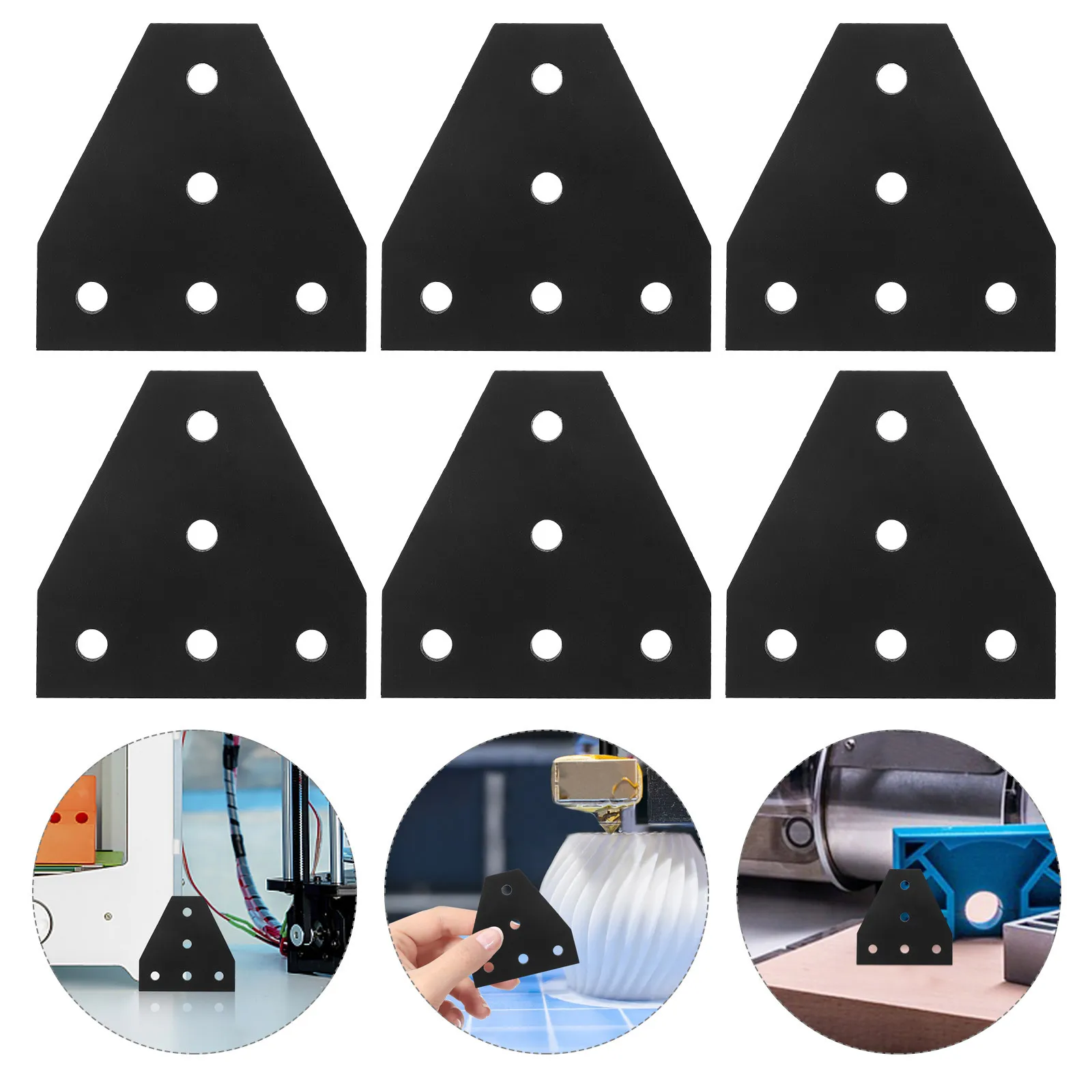 

6Pcs 5 Hole Joint Plates Aluminum Corner Brackets for 2020 Extrusion Profile Frame Reinforcement Adjustable Angle