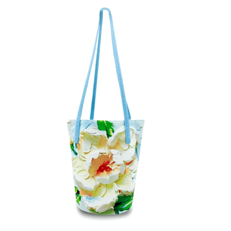 Bolsa de Ombro Grande Capacidade, Caixa de Presente, Pintura a Óleo, Fresca, Flores Multi Estilo, Pequena