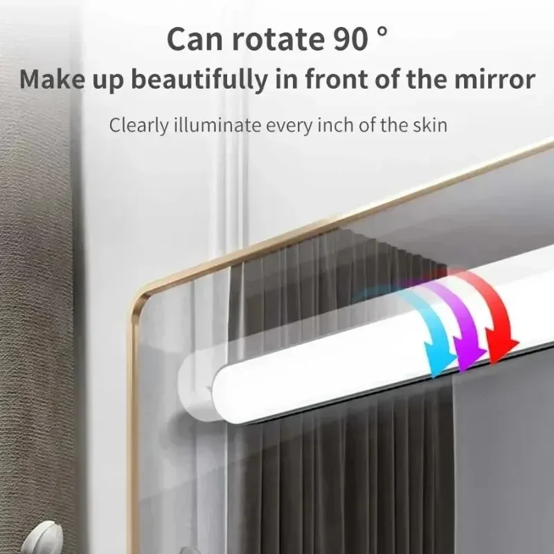 Eye Protection LED Mirror Front Light Makeup Vanity Lamp Magnetic Touch Reading Light for Dormitory Wardrobe Closet Bedroom