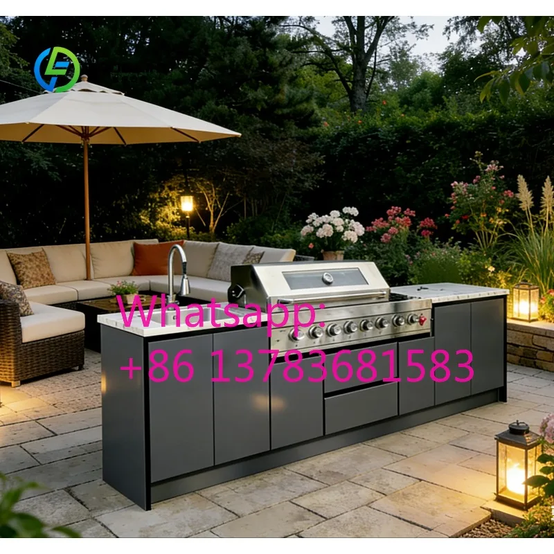 Unique Outdoor Stainless Steel Kitchen Design Waterproof BBQ Kitchen France Style Outside Kitchen Set Customized