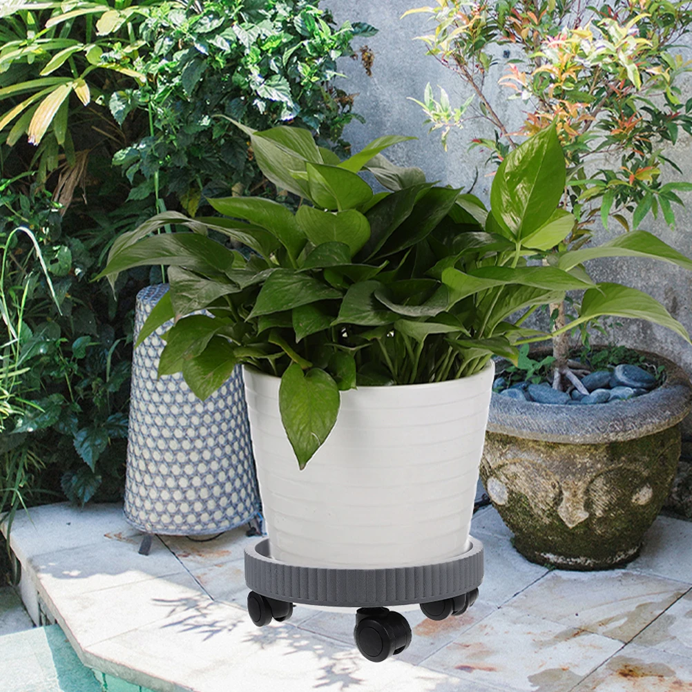 

Flower Pot Tray Garden Planting Pots House Plants Planter with Wheels Moving Stand Round