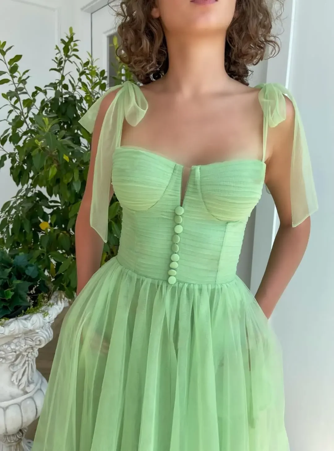 Robes de bal en Tulle à bretelles Spaghetti sur mesure longueur de thé chérie robes formelles a-ligne robe de princesse de fête avec poches Grad
