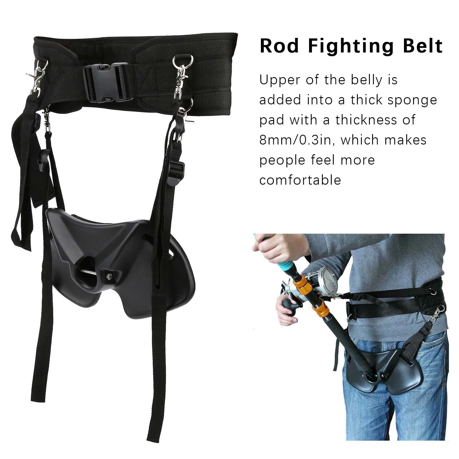 Ajustável Pesca Rod Fighting Belt, cintura Suporte Rod, Pesca Pólo Fixação Belt, L