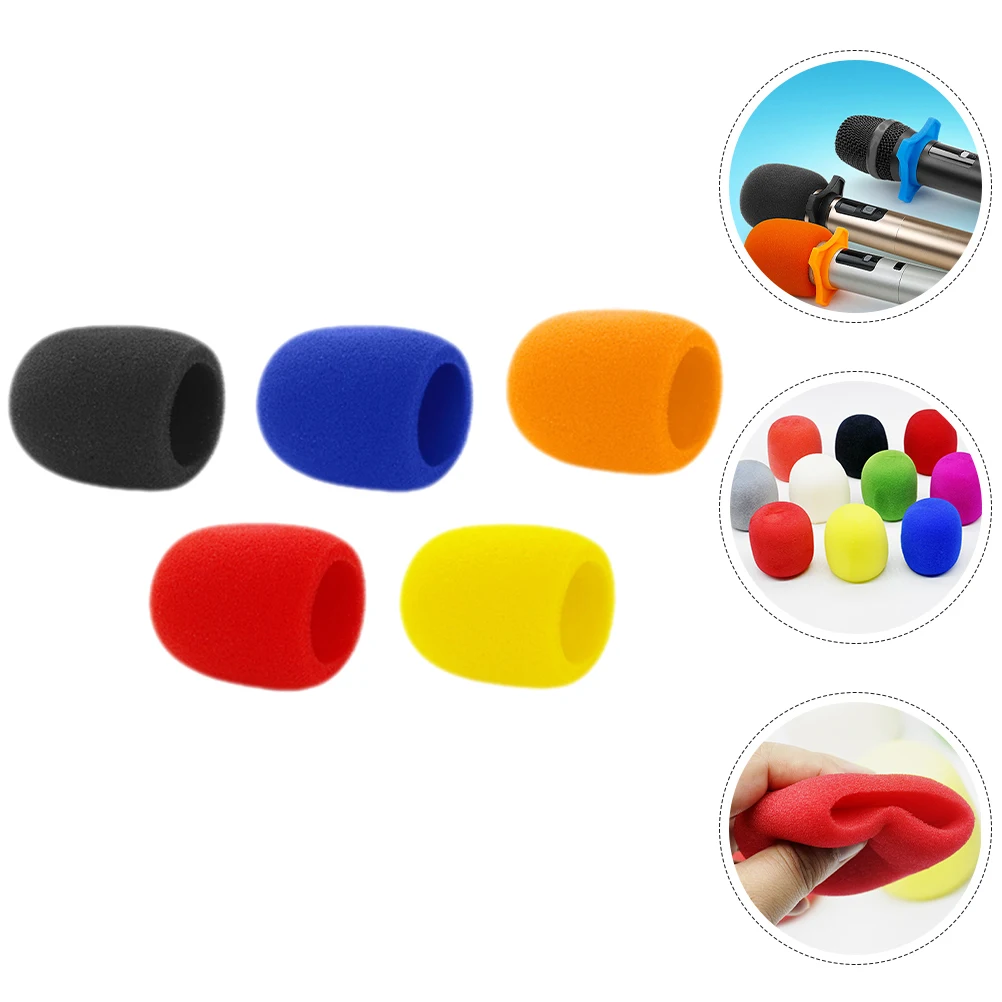 

5Pcs Sponge Microphone Windscreen Covers Reusable Mic Windscreens for Live Performance Recording Studio Interview Broadcast