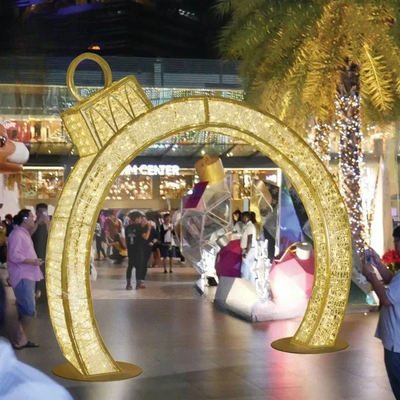 Commercial led lighted standing walk through Christmas arch