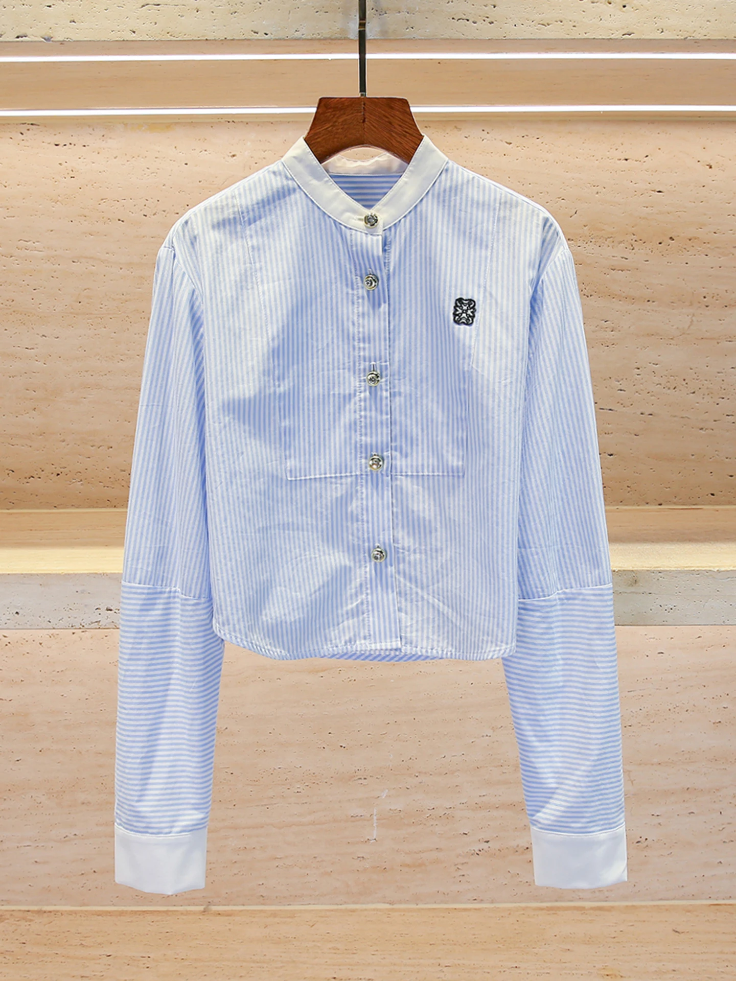 

Ele Women's Striped Embroidered irt Versatile Simple Design Long Sve Commute Sle Casual Wear Chinese Manufacturer