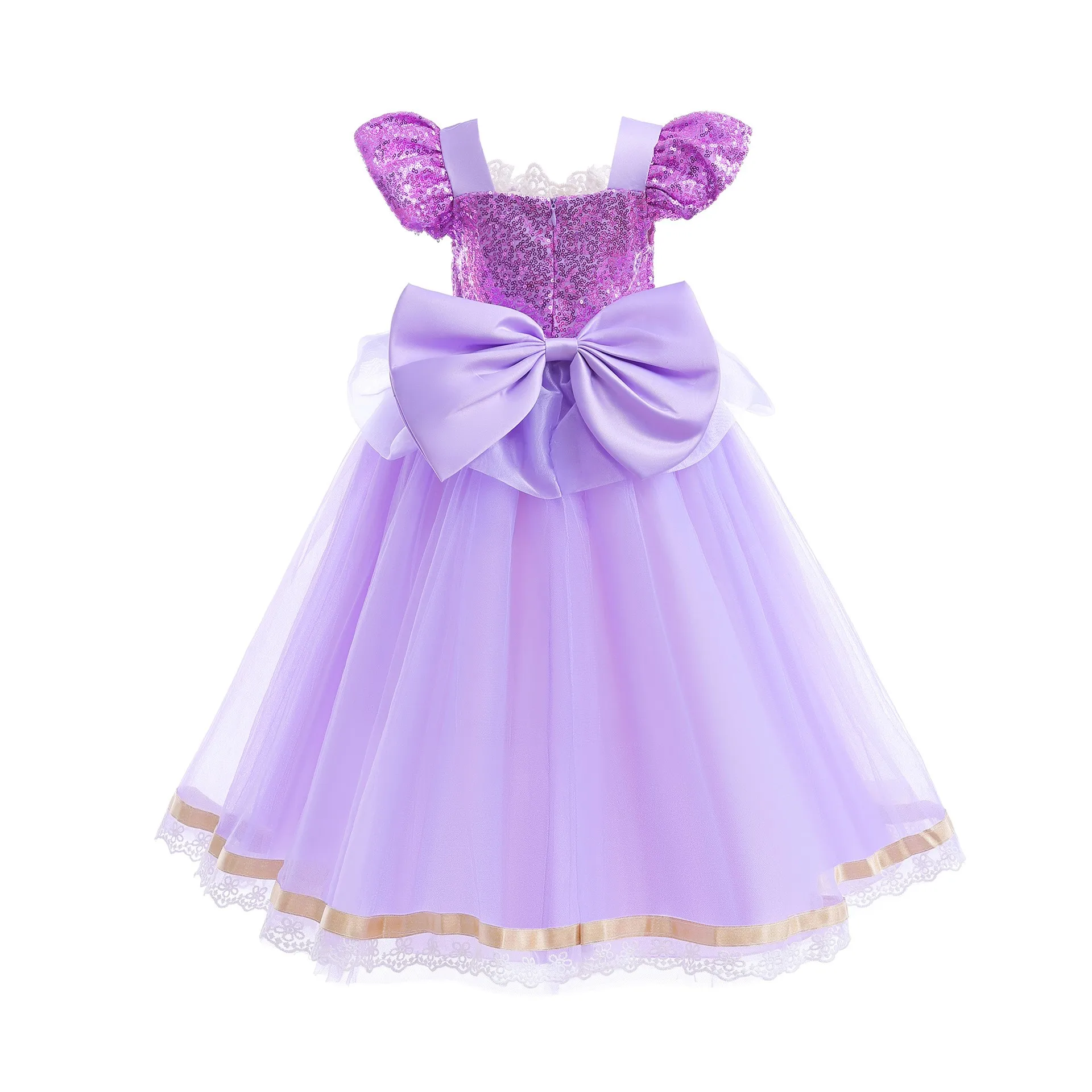 Princess Girls Rapunzel Costumes Children Bowknot Disguise Carnival Dress Up Party Dress Cosplay Clothing Halloween for Kid