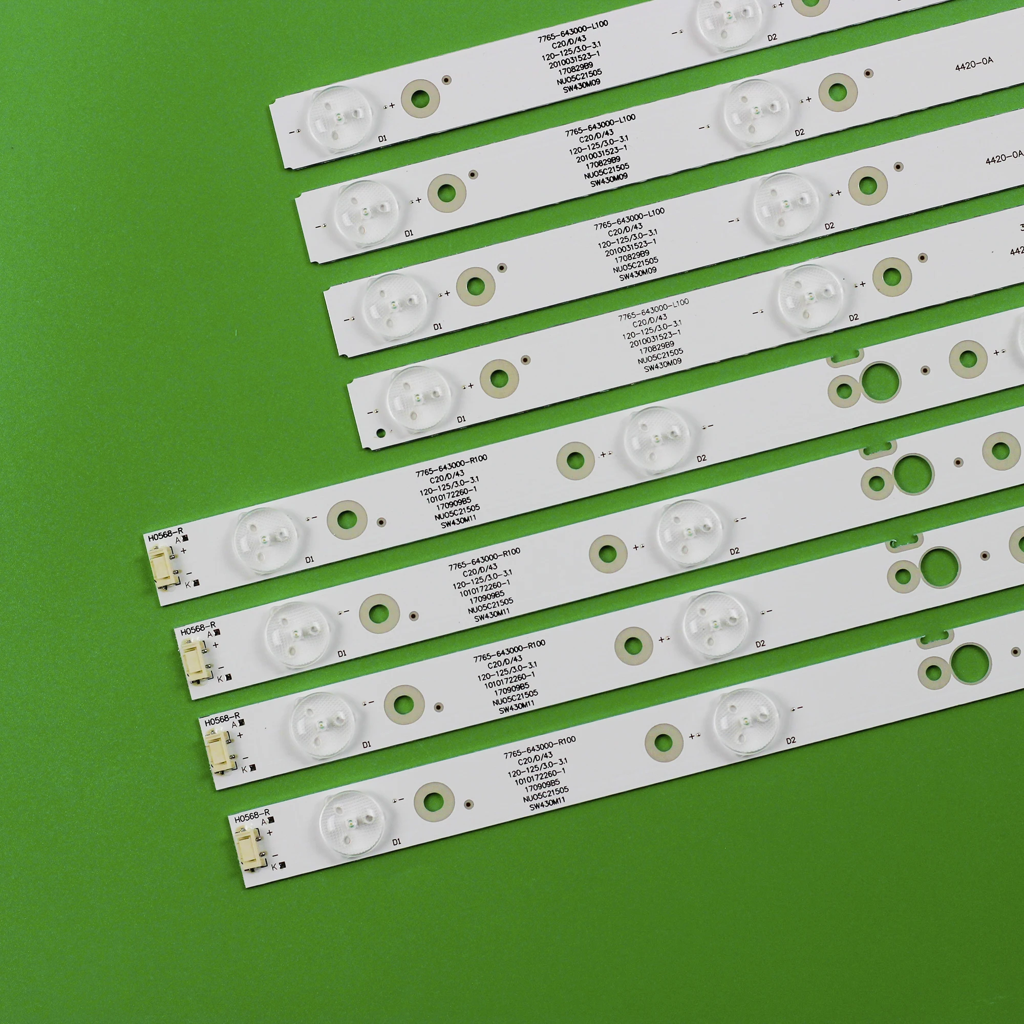 ใหม่ 8 ชิ้น/ชุด LED แถบสําหรับ 43 TV CRH-A 4330300104 L6CN Rev1.0 และ CRH-A 4330300105 R6CN Rev1.0 7710- 643000 -L100 7710- 643000 -R100