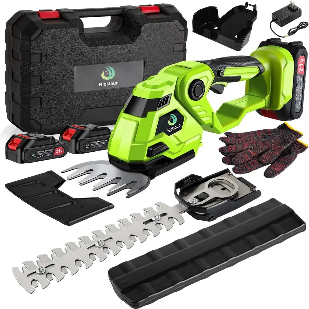 

2-in-1 Dual-Action Hedge Trimmer with Rechargeable Batteries for Lawn and Garden Use