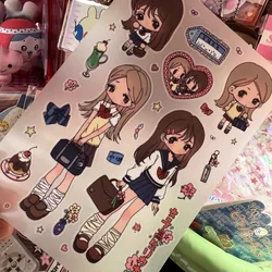Double girl heart love cartoon sticker hand account sticker