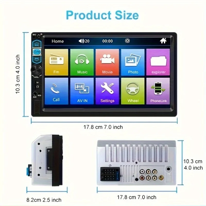 راديو ستيريو للسيارة عالي الدقة 7 بوصة 2Din MP5 مشغل وسائط متعددة مع FM/USB/ AUX، وظيفة SD، وصلة مرآة داعمة، نظام ستيريو للسيارة #2