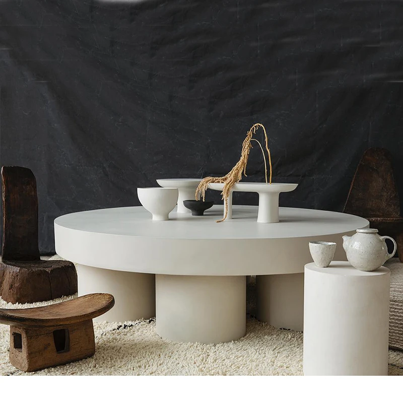 Nordic Style round Tea Table Ins Style Minimalist Small Apartment Coffee Table Combination Solid Wood round round Tea Table