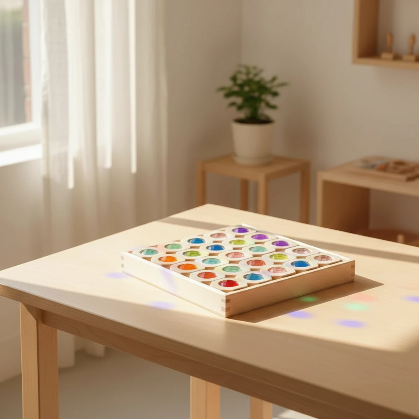 Geometric Blocks with Tray Tactile Wooden Block Toy with Tray Sensory Blocks Transparent Developmental for Preschoolers