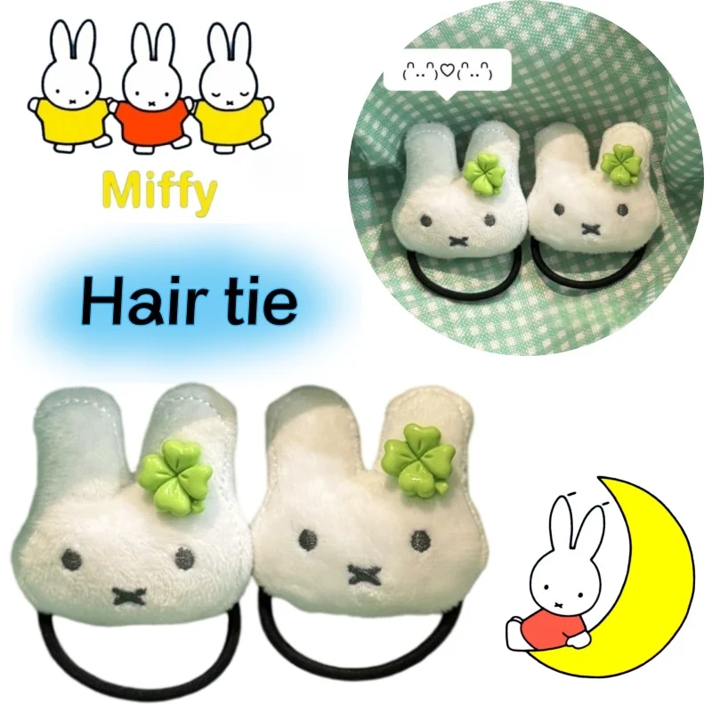 

Новая резинка для волос Miffy: креативный мультяшный персонаж, клевер, Miffy, с хвостиком, милая, кавайная, эластичная, для украшения прически