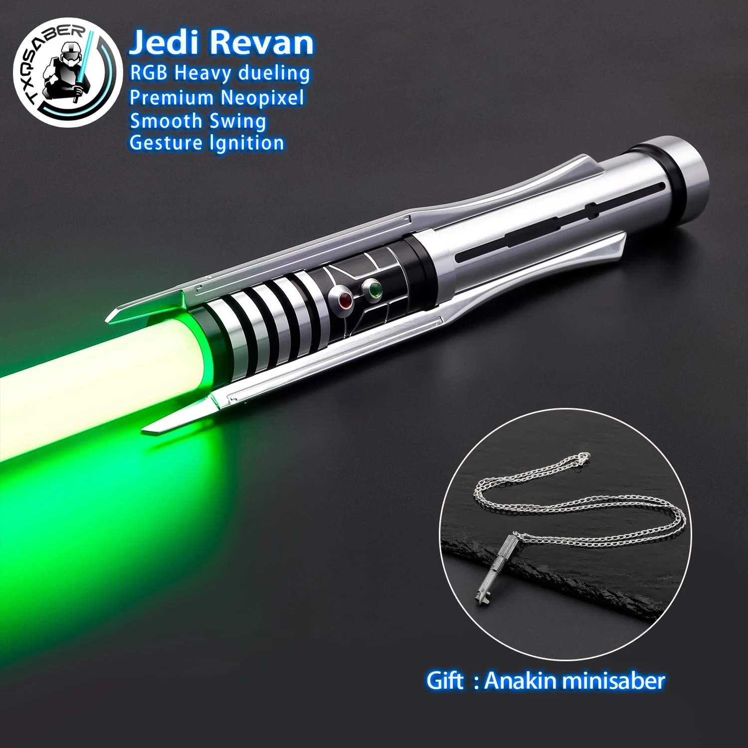

TXQSABER Jedi Revan Гладкие качели Световой меч Металлическая рукоять SNV4 Пиксельный тяжелый дуэльный световой меч FOC Blaster Лазерный меч
