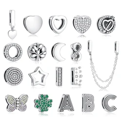 925 Sterling Silver Charms Beads Original Reflections Clip Heart Clover Crown Charm Fit Pan Brand Bracelets Jewelry For Women