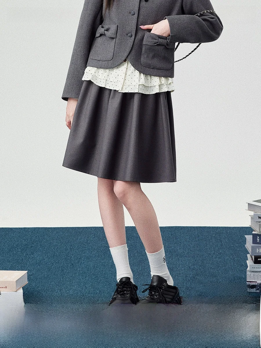 

High Waist Wide Belted ey Skirt for Women Spring 2026 Versatile School Sle A-Line Loose Fit Casual Date Campus Faion